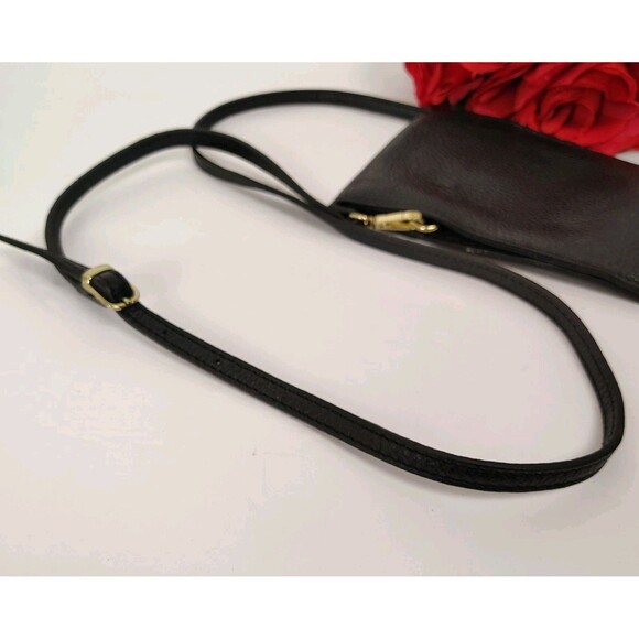 ISADORA Genuine Leather Crossbody Bag Made in Italy Black Cellphone - Picture 4 of 12